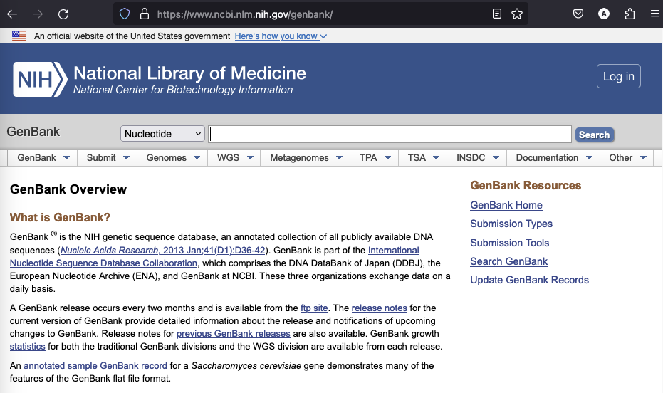 Genbank website